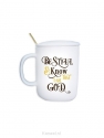 Productafbeelding Mug ceramic cover/spoon Be still and kno